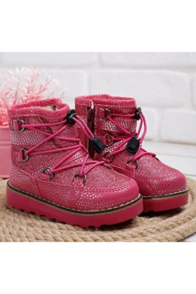 Minican Diladays Kışlık Kürklü Fermuarlı Kız Çocuk Bot Ayakkabı Fuşya