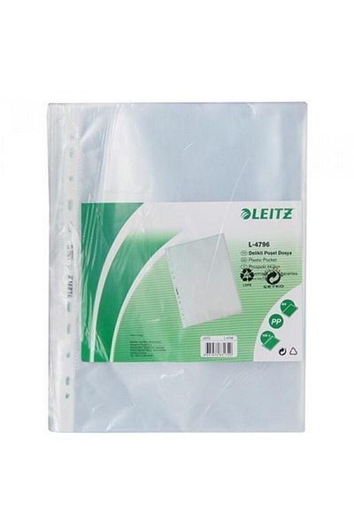 Leitz 4796 Perforated Bag File A4 50mic 5 Pack of 100