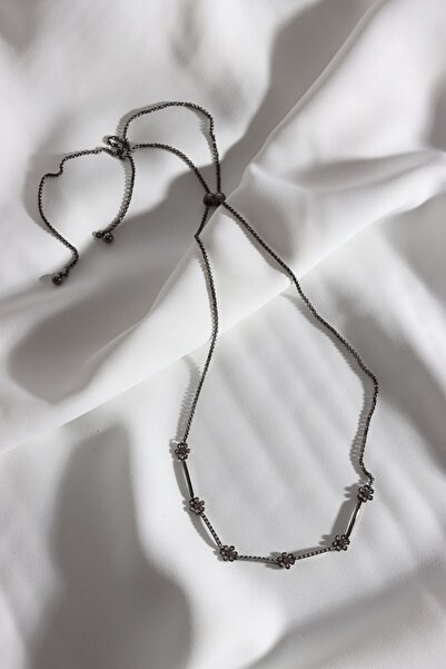 Süspüs Accessories زهرة أحسب مصعد الزركون حجر أنتاراسيت فستان سهرة قلادة