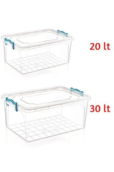 Kivi Home Plastik Saklama Kabı Kilit Kapaklı Saklama Kutusu Düzenleyici 20lt+30lt 2'li