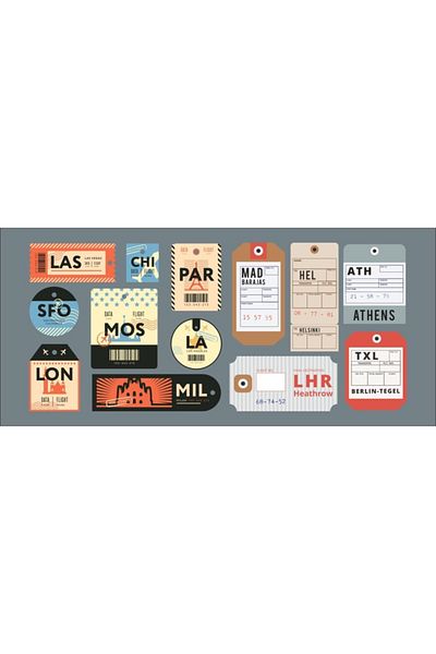ENGINPRINT Vintage Flight Luggage Card Sticker 13 Pieces Waterproof Anti-Scratch