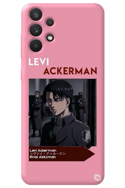 WANNA PROTECT Samsung A32 Pink Premium Velvet Inside Attack on Titan Levi Pat...