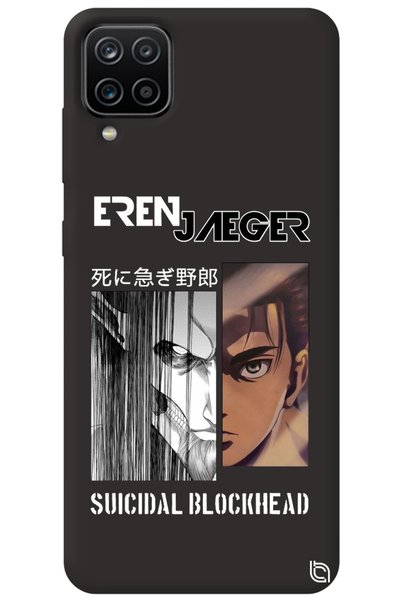 WANNA PROTECT Samsung Galaxy A12 Black Premium Velvet Inside Attack on Titan ...
