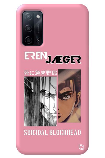 WANNA PROTECT Oppo A52 Pink Premium Velvet Inside Attack on Titan Eren Patter...