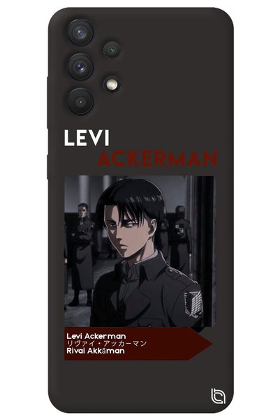 WANNA PROTECT Samsung A32 Black Premium Velvet Inside Attack on Titan Levi Pa...