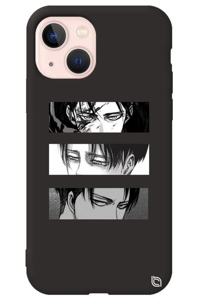 WANNA PROTECT Iphone 13 Siyah Premium Içi Kadife Attack On Titan Desenli Sili...