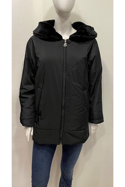 ŞIK STİL Plus Size Shawl Collar Detailed Coat