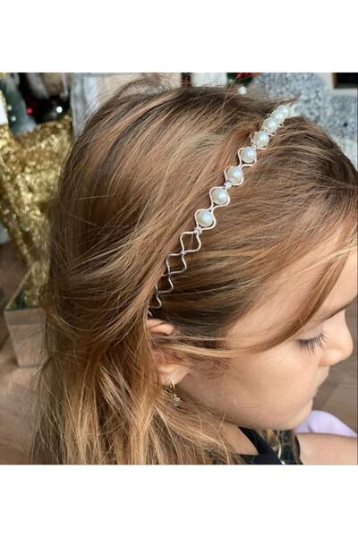 QUEEN AKSESUAR Πολυτελής Πέτρινη Πέρλα Ασημένια Μεταλλική Στέμμα με Πέρλες Στέμμα για Ενήλικες Παιδιά