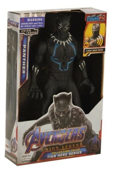 BARAN Black Panter Oyuncak Karakter Figür Sesli Işıklı 30 Cm Black Panter Fiğürü