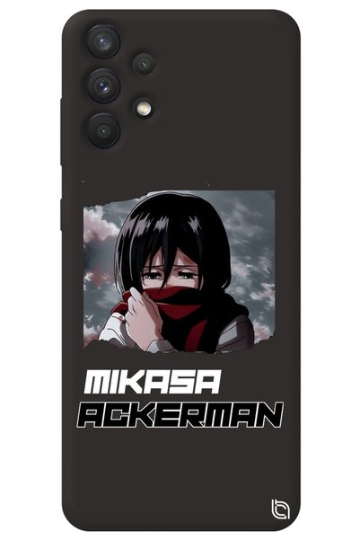 WANNA PROTECT Samsung A32 Black Premium Velvet Inside Attack on Titan Mikasa ...