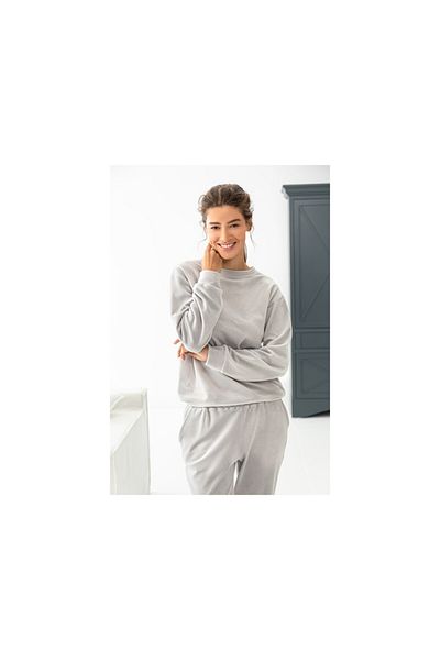English Home Σετ γυναικείες πιτζάμες Wellsoft Fluffy - L Ανοιχτό Γκρι