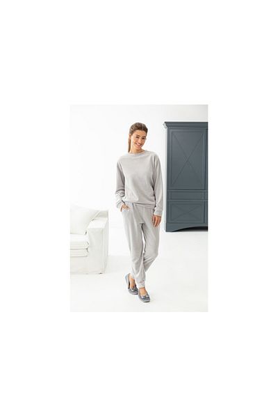 English Home Σετ γυναικείες πιτζάμες Wellsoft Fluffy - L Ανοιχτό Γκρι