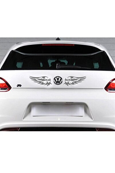 MegaSticker 2 Adet Kanat Sticker Araba Sticker Oto Sticker 8x18 cm Gri Renk