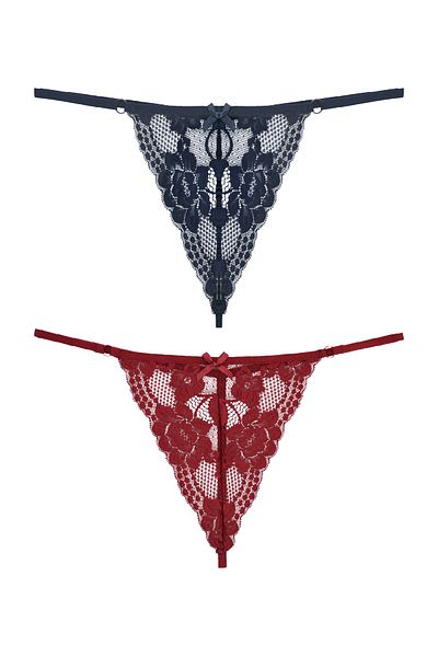 Zena 2-Piece Lace Front and String Back Women's String Panties