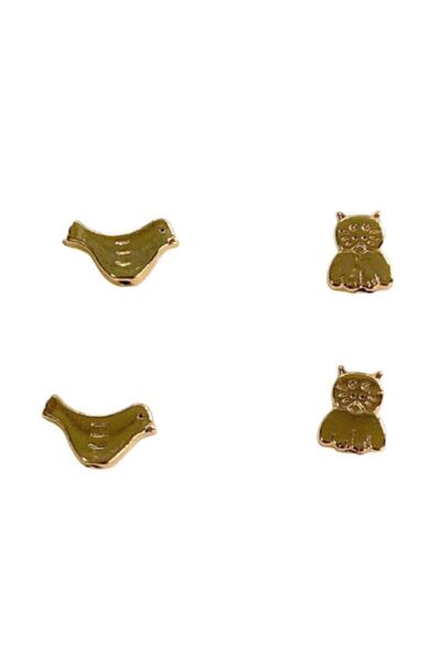 Lade فاصل عصفور (15 ملم) وقطة (9x11 ملم) مطلي بالذهب 4 قطع