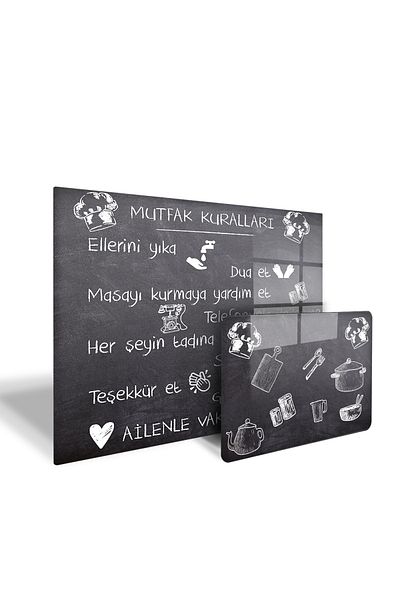 Decorita Set of 2 Blackboard Look| Glass Stove Back - Glass Cutting Plate