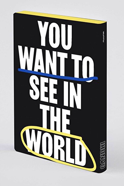 NUUNA Gray Dotted Dot Notebook You Must Be The Change (A5 PREMIUM PAPER - 256 PAGES)