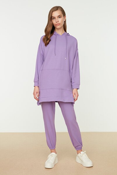 Trendyol Modest Sweatsuit Set - Purple - Relaxed