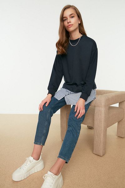 Trendyol Modest Sweatshirt - Dunkelblau - Regular Fit