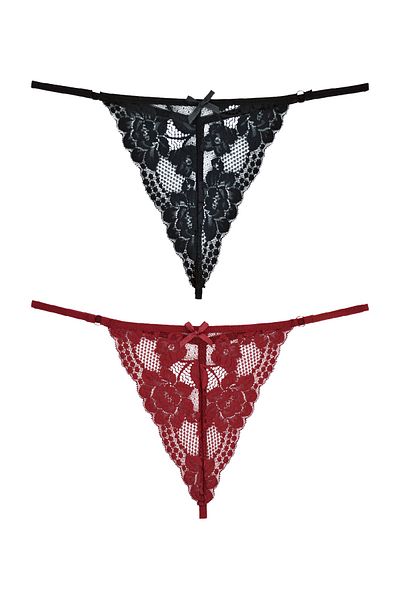 Zena 2-Piece Lace Front and String Back Women's String Panties