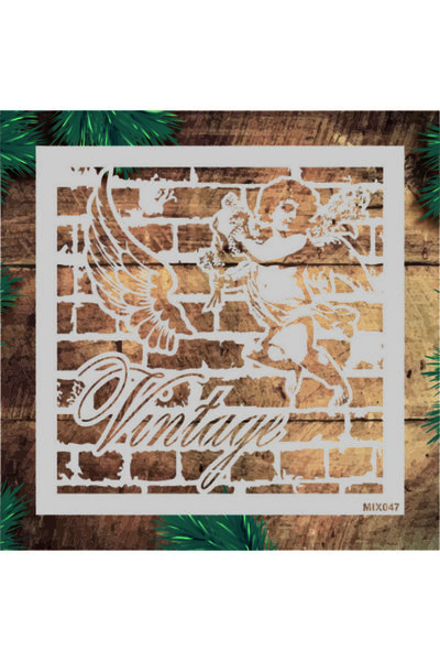 STENCİLTASARIM Stencil Tasarım Mıx047 Vintage Boyama Şablonu - Dekoratif Duva...