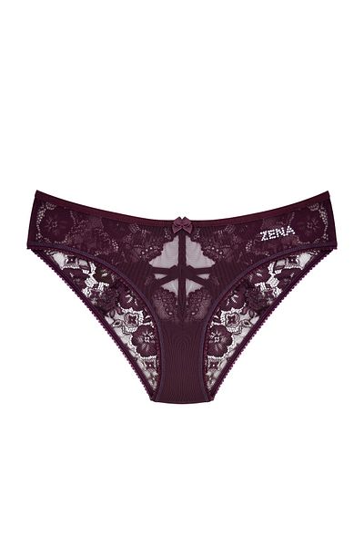 Zena Chiloți de bikini pentru femei din dantelă din 2 piese, cu tul în față și detaliu de frânghie în spate