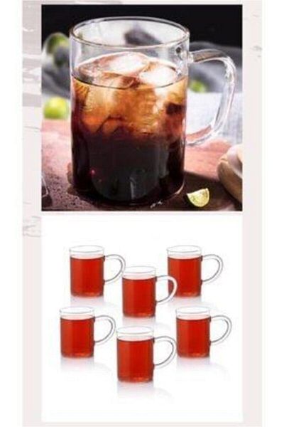 Balsa Grup 6 Pieces Luxury Thin Fire Resistant Borosilicate Glass Mug Cup Set of 6