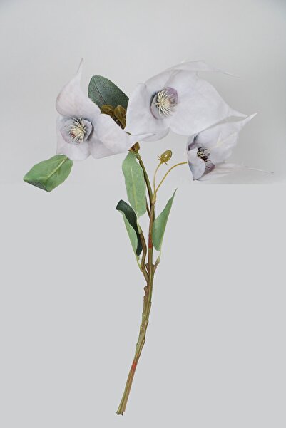 Yapay Çiçek Deposu Изкуствено винтидж трио Baxi Flower Branch 42 cm ледено синьо