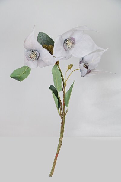 Yapay Çiçek Deposu Изкуствено винтидж трио Baxi Flower Branch 42 cm ледено синьо