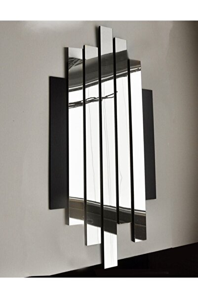 Genel Markalar Siyah Mdf Üzeri Aynalı Pleksi Asimetrik Ev Veya Ofis Dekorasyo...