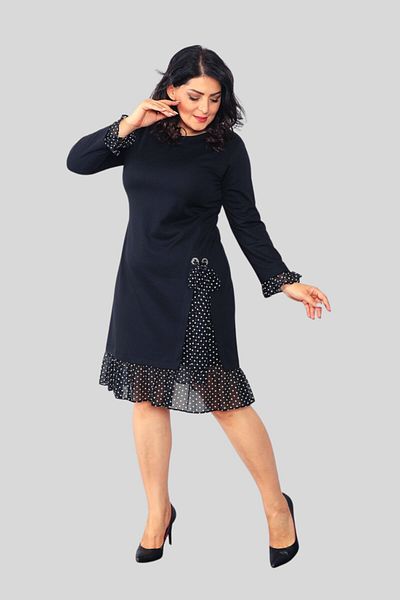 Element's Women's Dark Navy Skirt Tip Polka Dot Patterned Dress