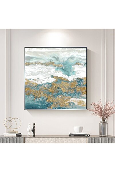 Markazip Gümüş Metal Çerçeveli Kanvas Tablo 90x90cm Kod: Lk485-g