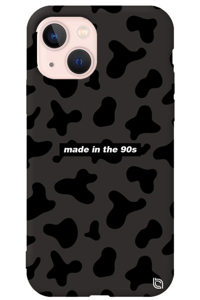 WANNA PROTECT iPhone 13 Black Color Premium Velvet Inside 90S Patterned Silic...