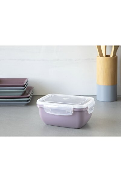 English Home Stella Plastik Dikdörtgen Saklama Kabı 800 Ml Mürdüm