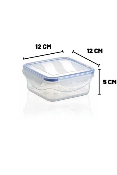 Melkan Home Lockable Lid Storage Container Set of 3 Square Storage Container Set Transparent 0.53 Lt + 1.2 Lt + 2.5 Lt