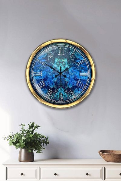 Kasva Concept Cadou 40 Cm Aur Metal Albastru Ceas de Perete