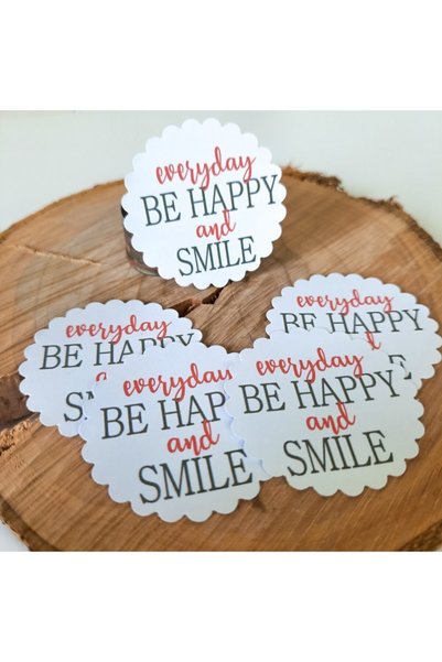 Atölye Doruk 30 Pieces 5cm Adhesive Sticker Flower Cut Packaging Gift Label-everyday Be Happy And Smile