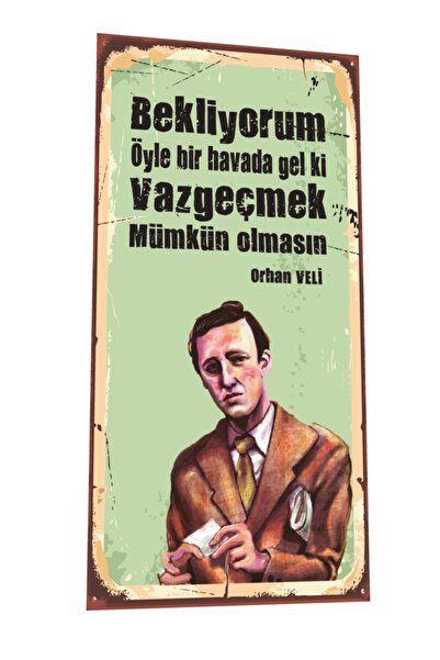 Hayat Poster Orhan Veli Mini Retro Ξύλινη Αφίσα - Απλό και κομψό σχέδιο