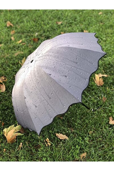 Rainwalker Rüzgarda Kırılmayan Su Damlacıklı Gümüş Kadın Şemsiye