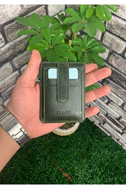 GUARD Hakiki Deri Unisex Crazy Yeşil Dikey Kartlık