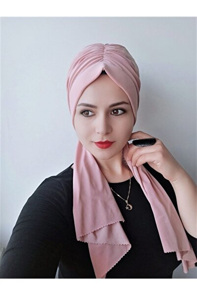 BAV Butik Ayvitrin Kadın Tesettür Modern Büzgülü Bone Gül Kurusu