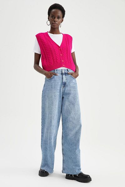 DeFacto Strickweste - Rosa - Oversized