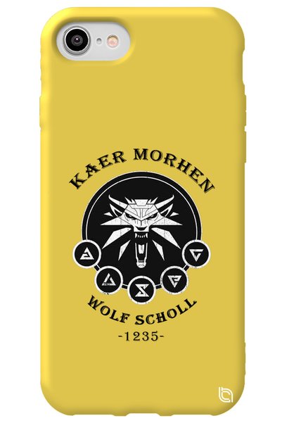 WANNA PROTECT iPhone 8 Yellow Color Premium Velvet Inside the Witcher Pattern...