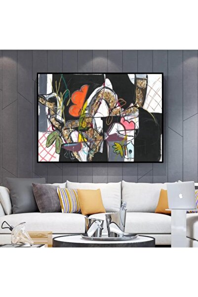 Markazip Siyah Metal Çerçeveli Kanvas Tablo 90x90cm Kod: Ez-0022-s