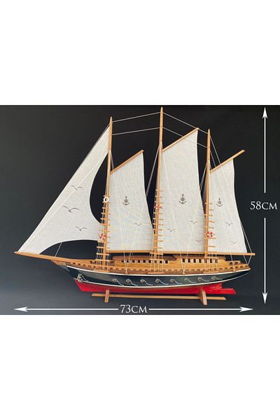 AYHAN KOTRA Cloth Sailboat, Wooden Model Yacht Ship, Boat Model Handmade Home, Office Gift and Accessory