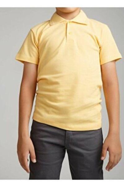 ümitteks iş ve okul kıyafetleri Tricou galben deschis cu mânecă scurtă cu gât polo