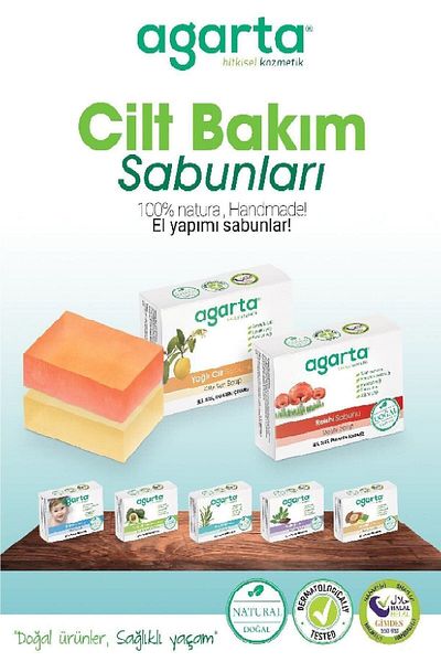 Agarta 150 g Set of 3 - Natural Aloe Vera, Argan and Bıttım Soap