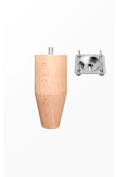 turanahşap Picior de mobilier din lemn brut / Lungime: 12 Cm / Diametru: 5,5 Cm / Livrare cu dispozitiv de montare!