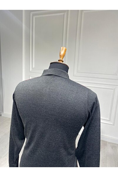 CCS Sarar Polo Yaka Desenli Antrasit Triko Kazak