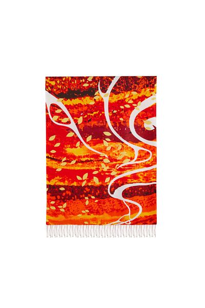 QOZA Patterned Modal Silk Shawl - Sunset Pattern - Orange